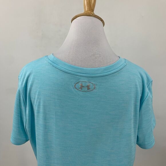 Under Armour Loose Tee Womens M Medium Blue Heatgear Short Sleeve Logo Shirt - Picture 6 of 14